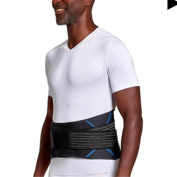 TOMMIE COPPER Black/Blue Adjustable Compression Back Brace NEW Large/XLarge - Picture 2 of 6